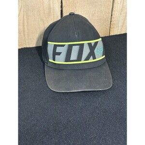 FOX Racing Flex Fit Hat/Cap Size Mens S/M Black Gray Green Spell Out